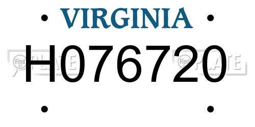 H076720 Virginia License Plate