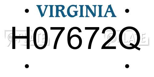 H07672Q Virginia License Plate