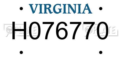 H076770 Virginia License Plate