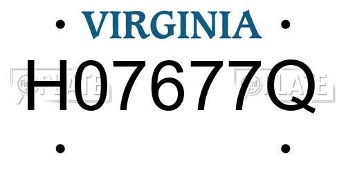 H07677Q Virginia License Plate