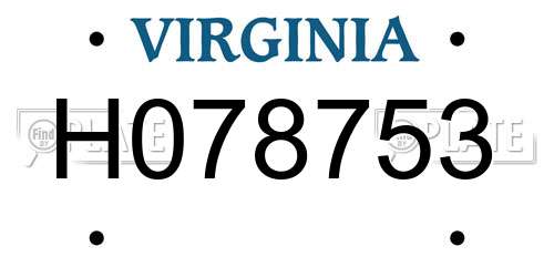 H078753 Virginia License Plate