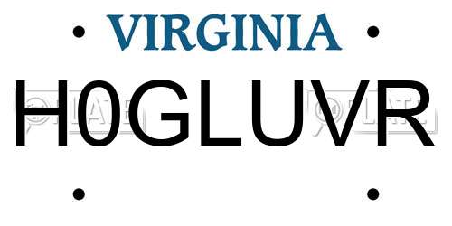 H0GLUVR Virginia License Plate