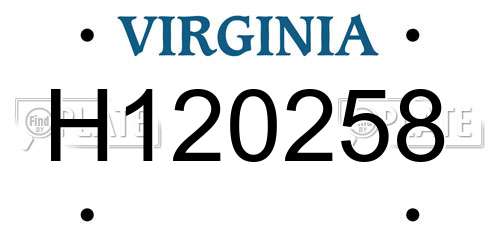 H120258 Virginia License Plate