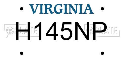 H145NP Virginia License Plate