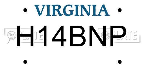 H14BNP Virginia License Plate