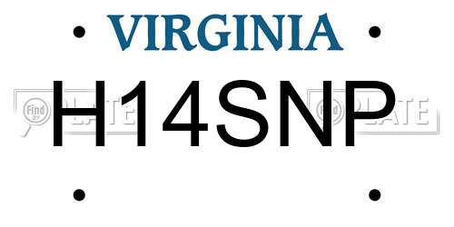 H14SNP Virginia License Plate