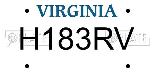 H183RV Virginia License Plate