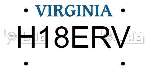 H18ERV Virginia License Plate