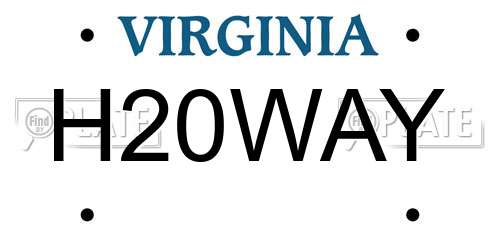H20WAY Virginia License Plate
