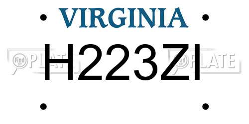 H223ZI Virginia License Plate