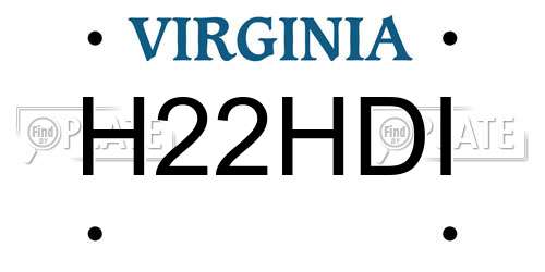 H22HDI Virginia License Plate