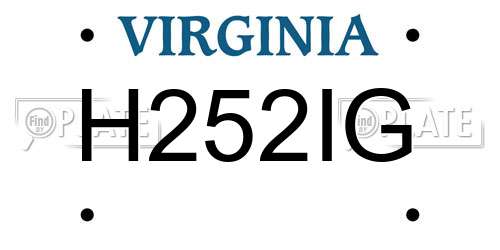 H252IG Virginia License Plate