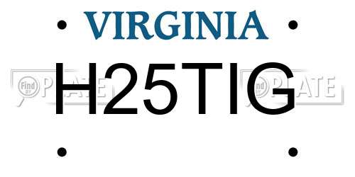 H25TIG Virginia License Plate