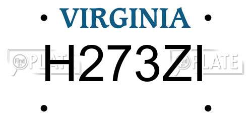 H273ZI Virginia License Plate