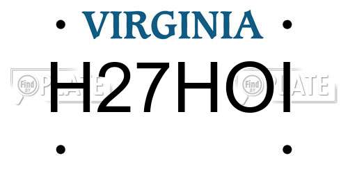 H27HOI Virginia License Plate