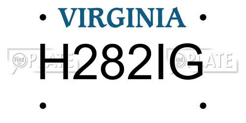 H282IG Virginia License Plate