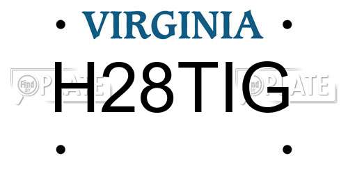 H28TIG Virginia License Plate