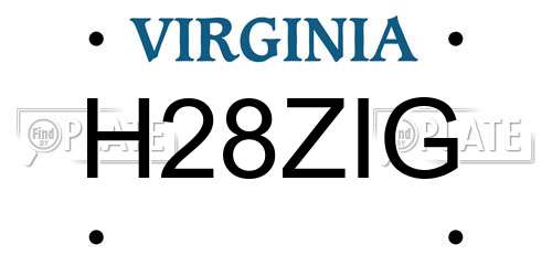 H28ZIG Virginia License Plate