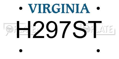 H297ST Virginia License Plate