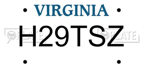 H29TSZ Virginia License Plate