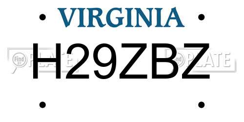 H29ZBZ Virginia License Plate