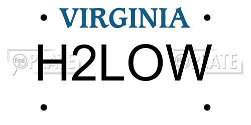 H2LOW Virginia License Plate