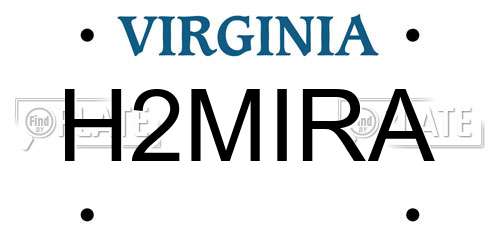 H2MIRA Virginia License Plate