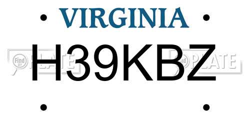 H39KBZ Virginia License Plate