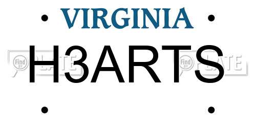 H3ARTS Virginia License Plate