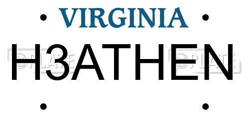 H3ATHEN Virginia License Plate
