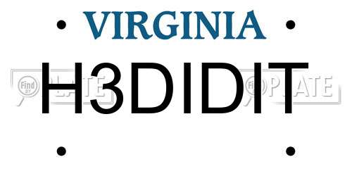 H3DIDIT Virginia License Plate