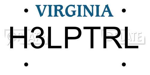H3LPTRL Virginia License Plate