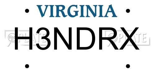 H3NDRX Virginia License Plate