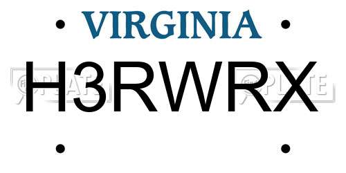 H3RWRX Virginia License Plate