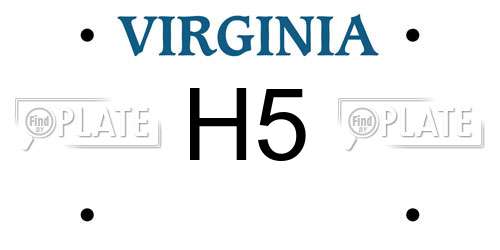 H5 Virginia License Plate