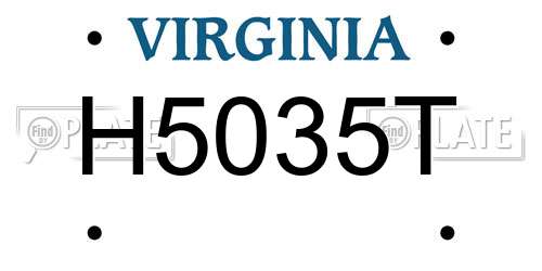 H5035T Virginia License Plate