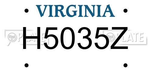 H5035Z Virginia License Plate