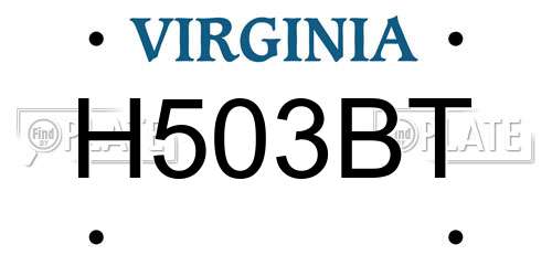 H503BT Virginia License Plate