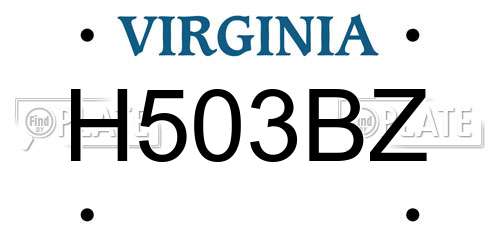 H503BZ Virginia License Plate