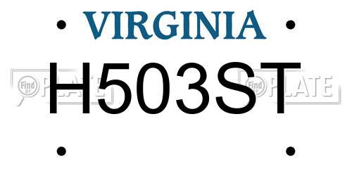H503ST Virginia License Plate