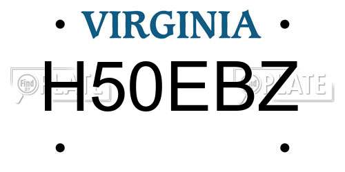 H50EBZ Virginia License Plate
