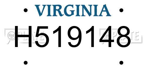 H519148 Virginia License Plate