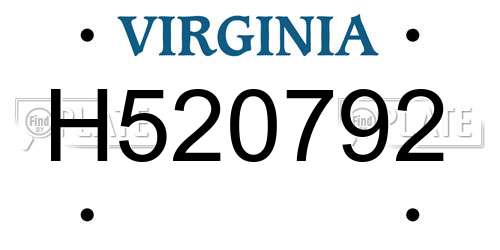 H520792 Virginia License Plate