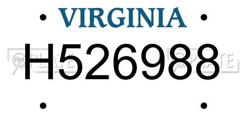 H526988 Virginia License Plate