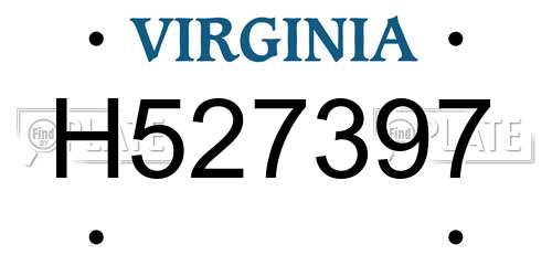 H527397 Virginia License Plate