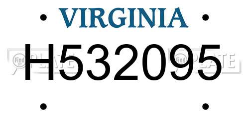 H532095 Virginia License Plate