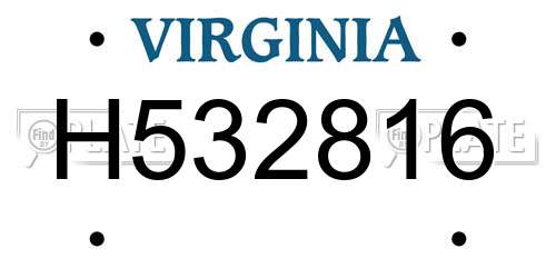 H532816 Virginia License Plate