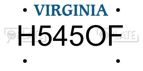 H545OF Virginia License Plate
