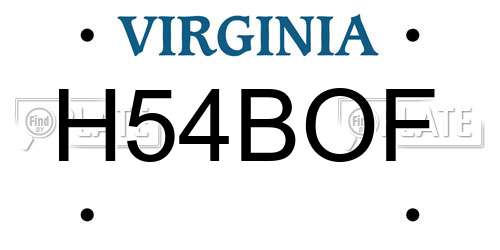 H54BOF Virginia License Plate