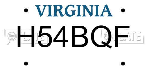 H54BQF Virginia License Plate